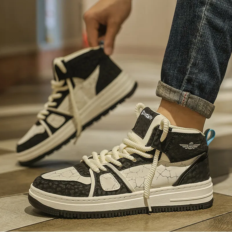 Budding Bear Slip Resistant, Abrasion Resistant, Lightweight, Height Increasing High Top Skateboard Shoes Men's-15