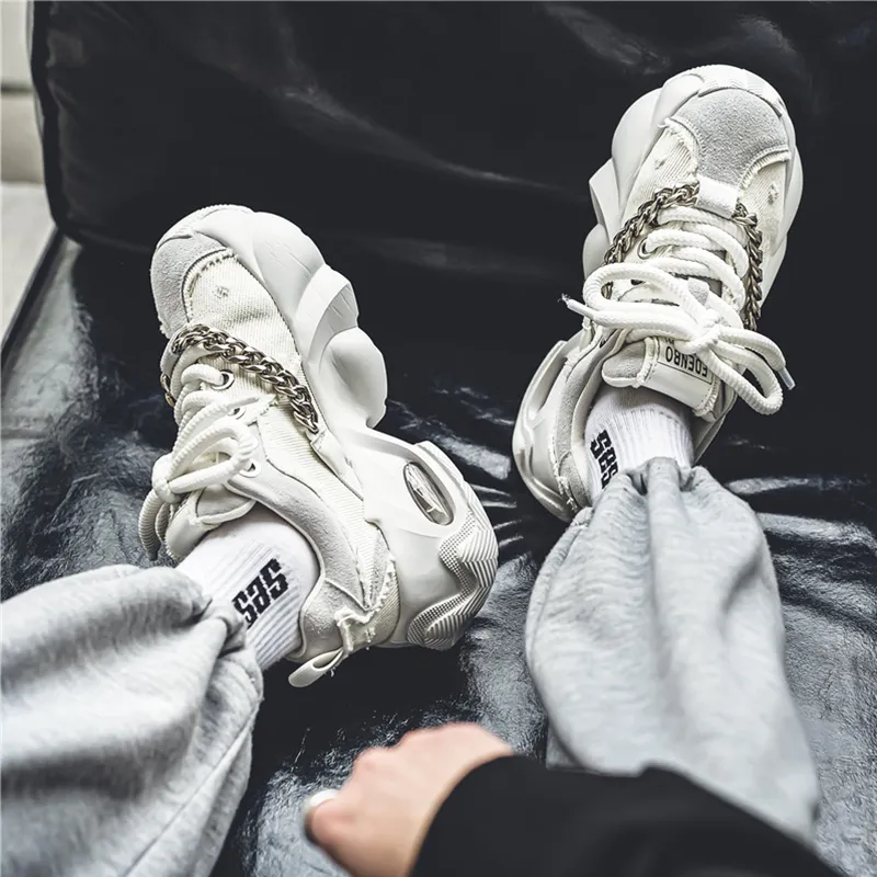 Budding Bear Slip Resistant, Abrasion Resistant, Lightweight, Height Increasing Low Top Chunky Sneakers Men's-4