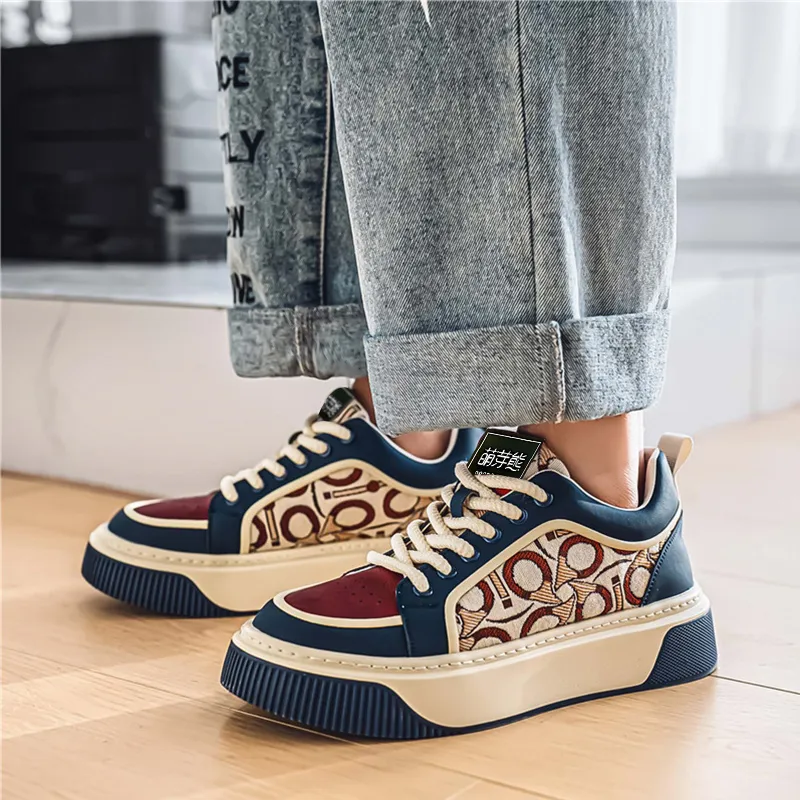 Budding Bear Slip Resistant, Abrasion Resistant, Breathable, Height Increasing Low Top Skateboard Shoes Men's Box-11