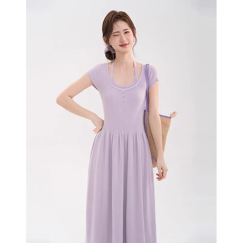 HTMEME Short Sleeved Dress Women's-3