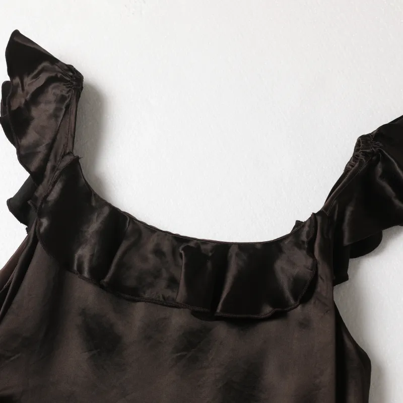 SETIROM Sleeveless Dress Women's Brown-2
