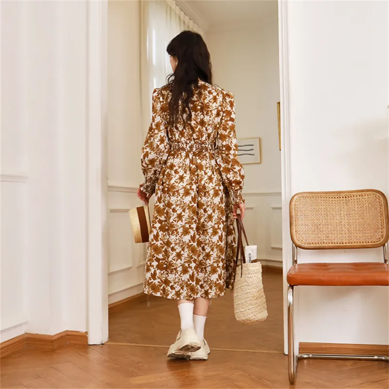 SETIROM Long Sleeved Dress Women's Yellow-3