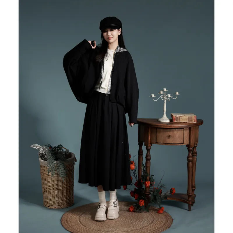 SETIROM Casual Long Skirt Women's Black-4