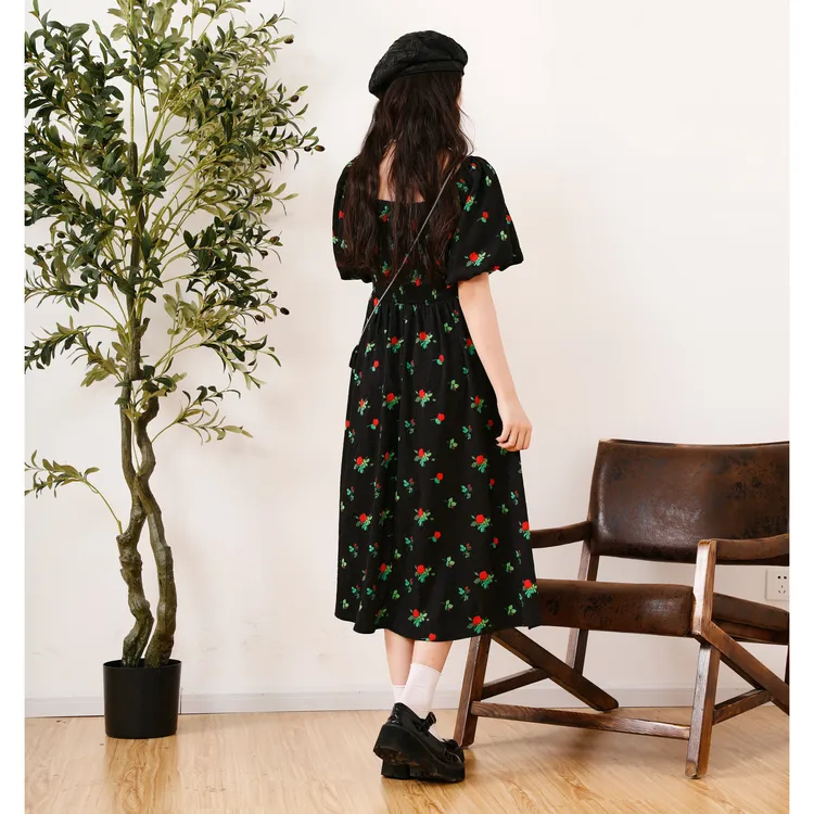 SETIROM Short Sleeved Dresses Women's Black-2