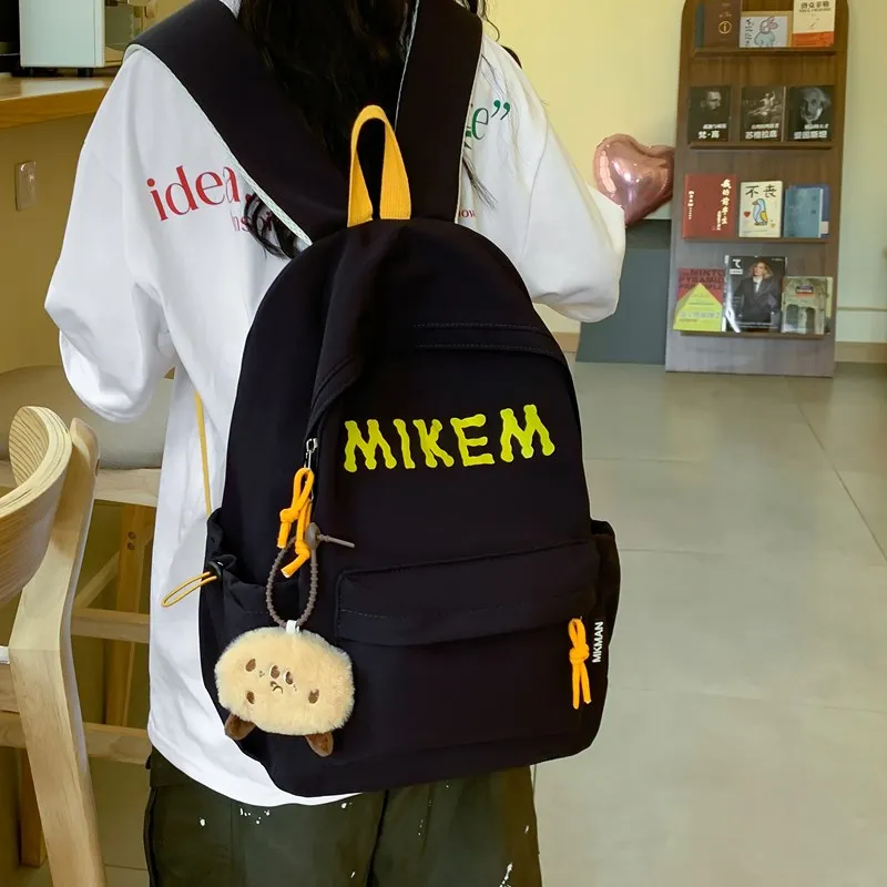 PULEWEI Composite Cloth Backpack Unisex Black/Red/Yellow/Blue-3