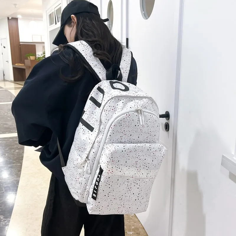 PULEWEI Oxford Backpack Unisex White/Black-2