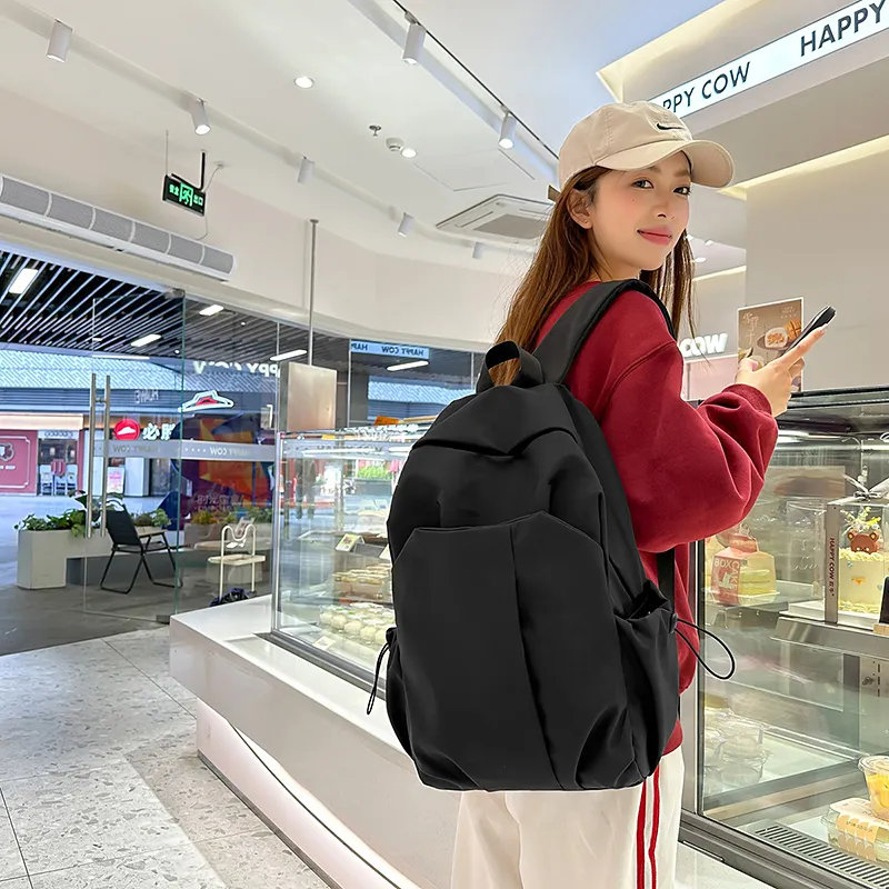 PULEWEI Nylon Backpack Unisex Ecru/Gray/Black/Burgundy-13