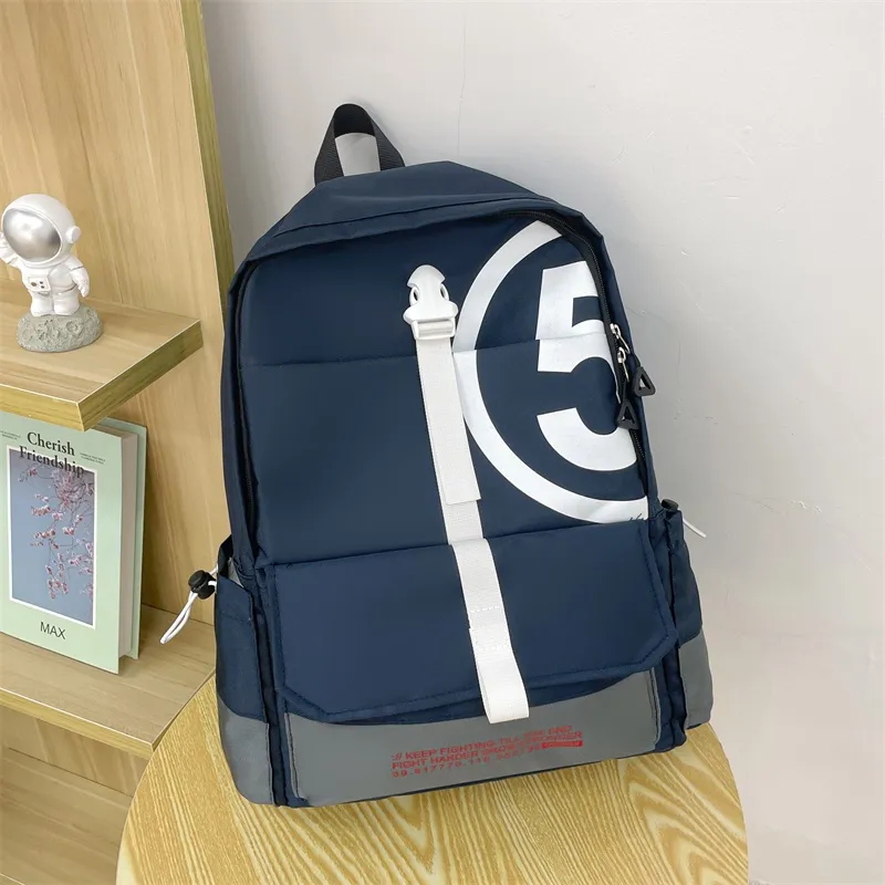 PULEWEI Canvas Bag Backpack Unisex Black/Gray/Blue-11