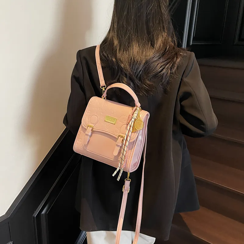 PULEWEI Pu Backpack Women's Ecru/Pink/Blue/Black-7