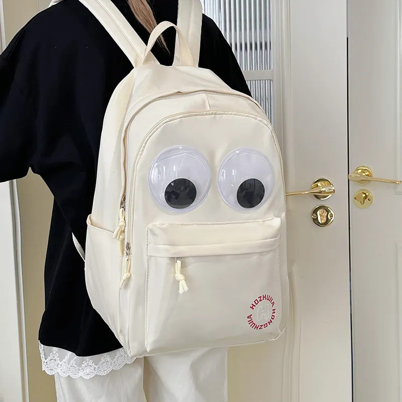 PULEWEI Nylon Backpack Tubas Unisex White/Yellow-2