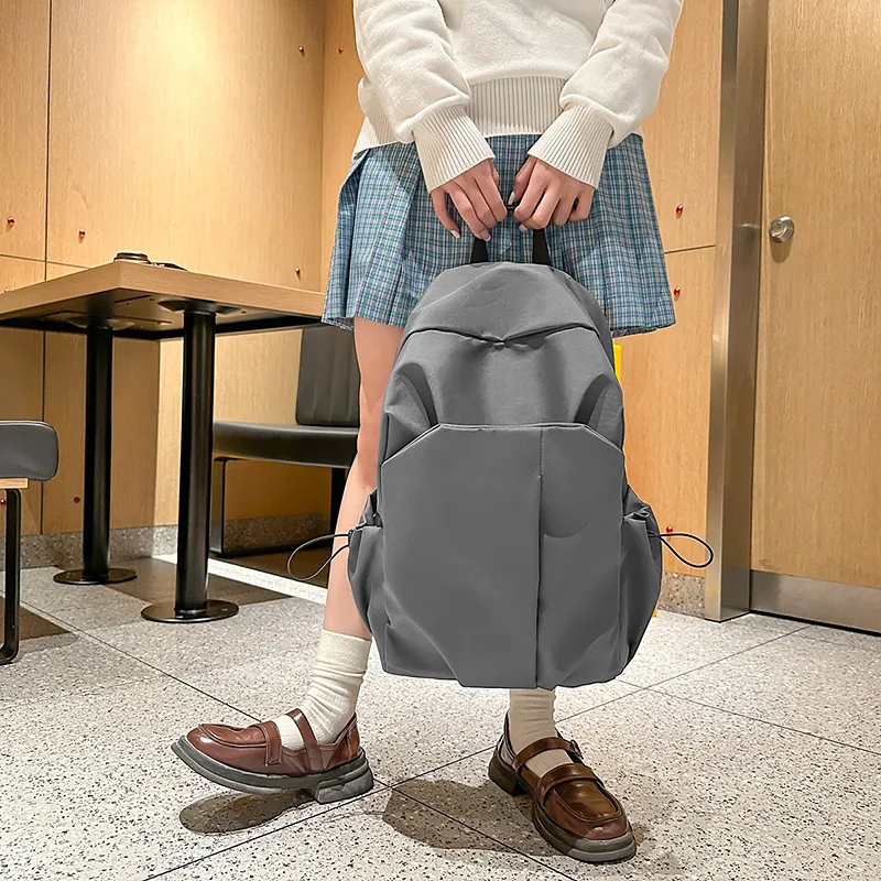 PULEWEI Nylon Backpack Unisex Ecru/Gray/Black/Burgundy-9
