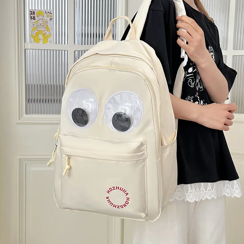 PULEWEI Nylon Backpack Tubas Unisex White/Yellow-3