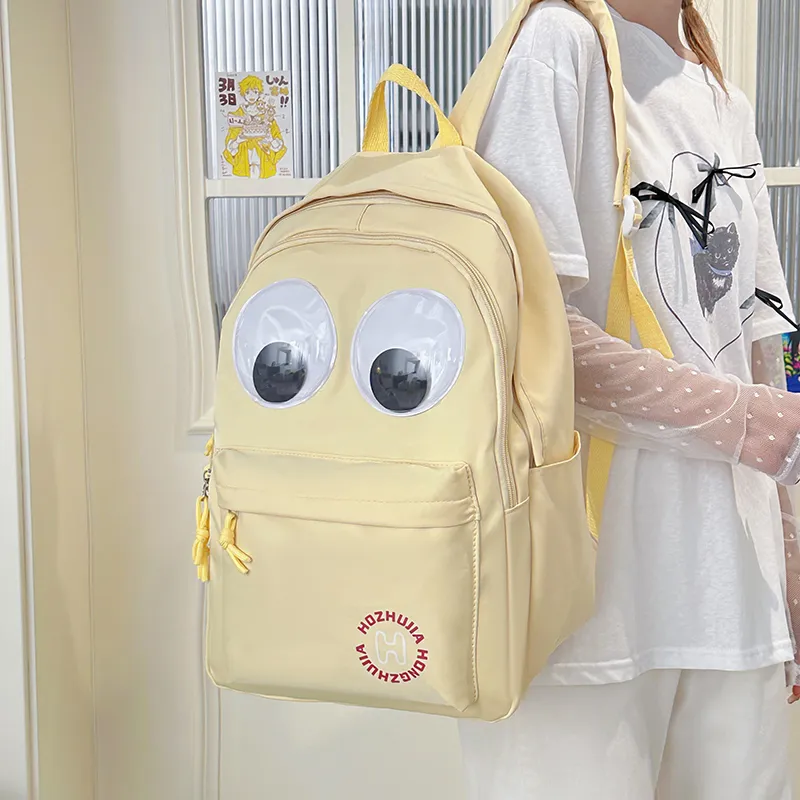 PULEWEI Nylon Backpack Tubas Unisex White/Yellow-10