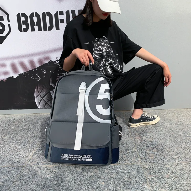 PULEWEI Canvas Bag Backpack Unisex Black/Gray/Blue-7