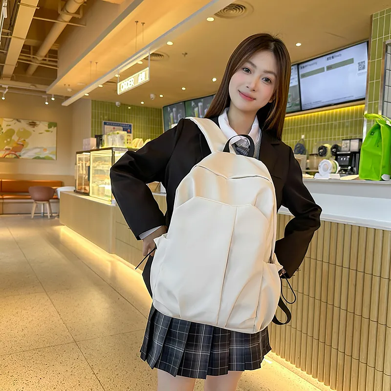 PULEWEI Nylon Backpack Unisex Ecru/Gray/Black/Burgundy-6