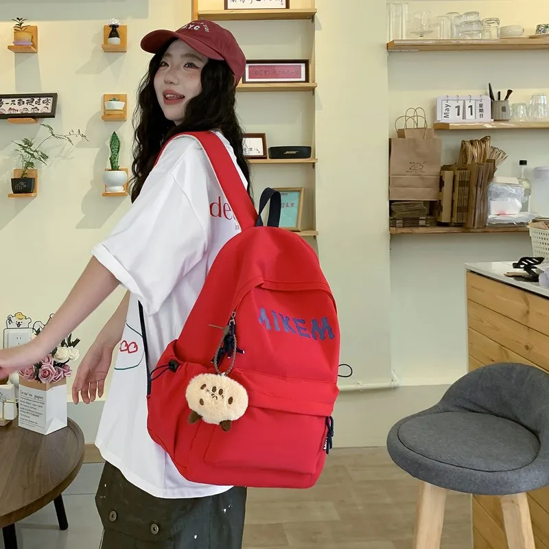 PULEWEI Composite Cloth Backpack Unisex Black/Red/Yellow/Blue-12