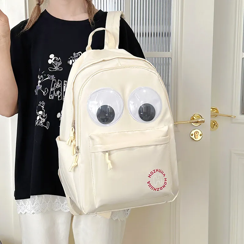 PULEWEI Nylon Backpack Tubas Unisex White/Yellow-5