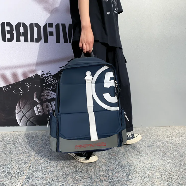 PULEWEI Canvas Bag Backpack Unisex Black/Gray/Blue-14