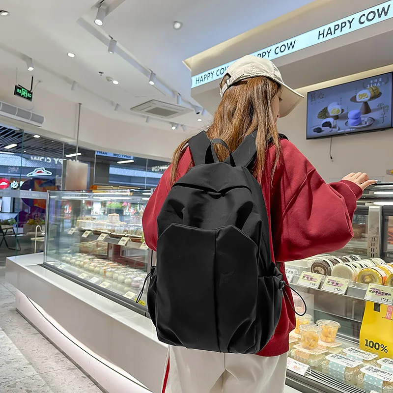 PULEWEI Nylon Backpack Unisex Ecru/Gray/Black/Burgundy-12