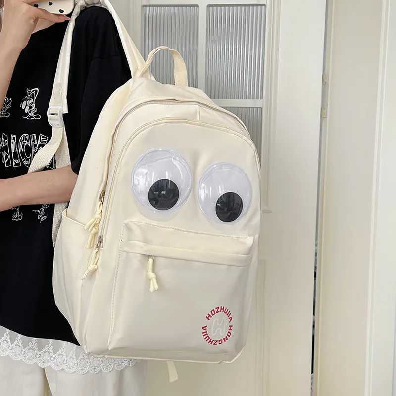 PULEWEI Nylon Backpack Tubas Unisex White/Yellow-4