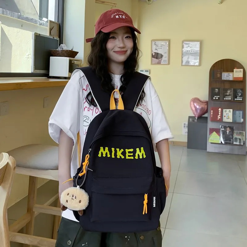 PULEWEI Composite Cloth Backpack Unisex Black/Red/Yellow/Blue-6