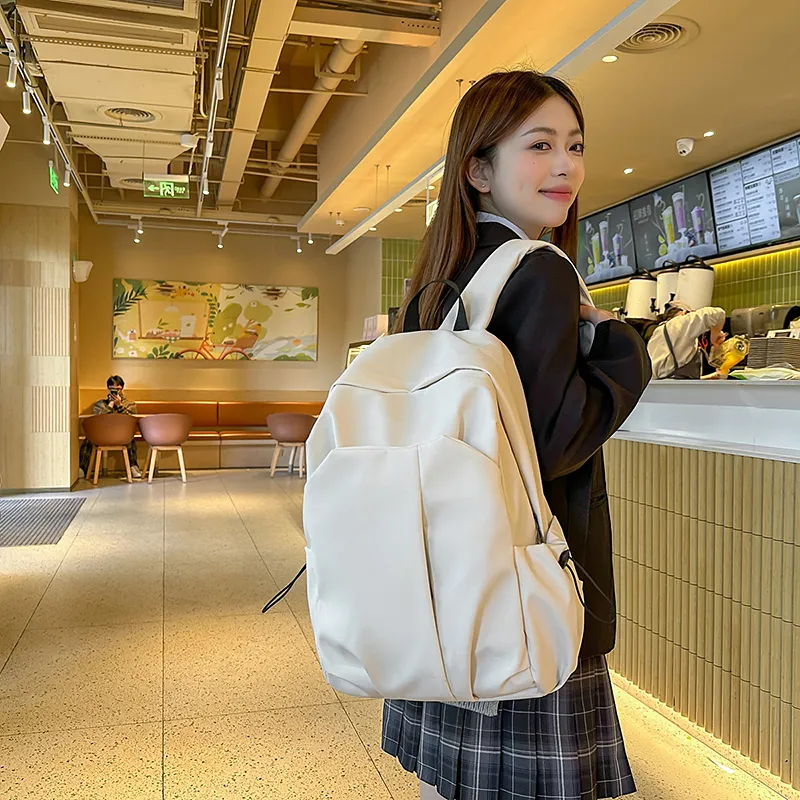 PULEWEI Nylon Backpack Unisex Ecru/Gray/Black/Burgundy-4