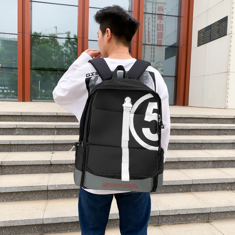 PULEWEI Canvas Bag Backpack Unisex Black/Gray/Blue-1