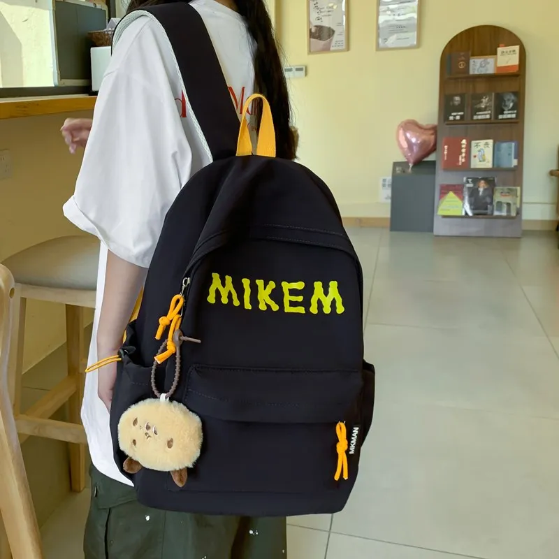 PULEWEI Composite Cloth Backpack Unisex Black/Red/Yellow/Blue-4