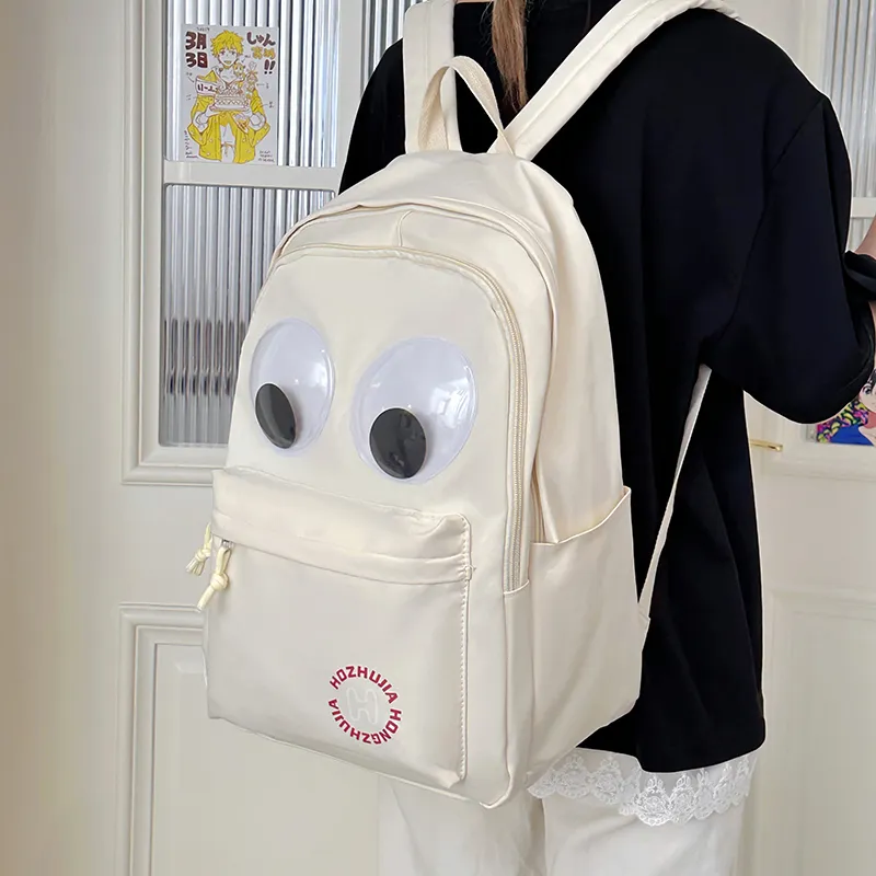 PULEWEI Nylon Backpack Tubas Unisex White/Yellow-1