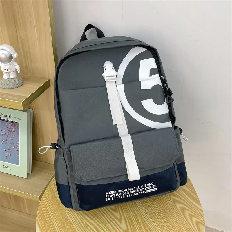 PULEWEI Canvas Bag Backpack Unisex Black/Gray/Blue-6