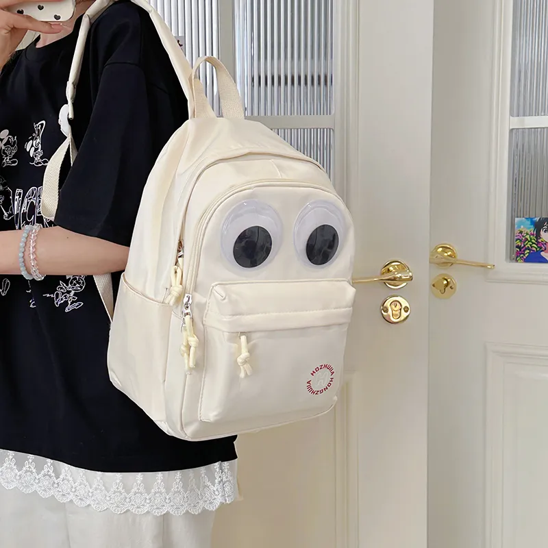 PULEWEI Nylon Backpack Tubas Unisex White/Yellow-6