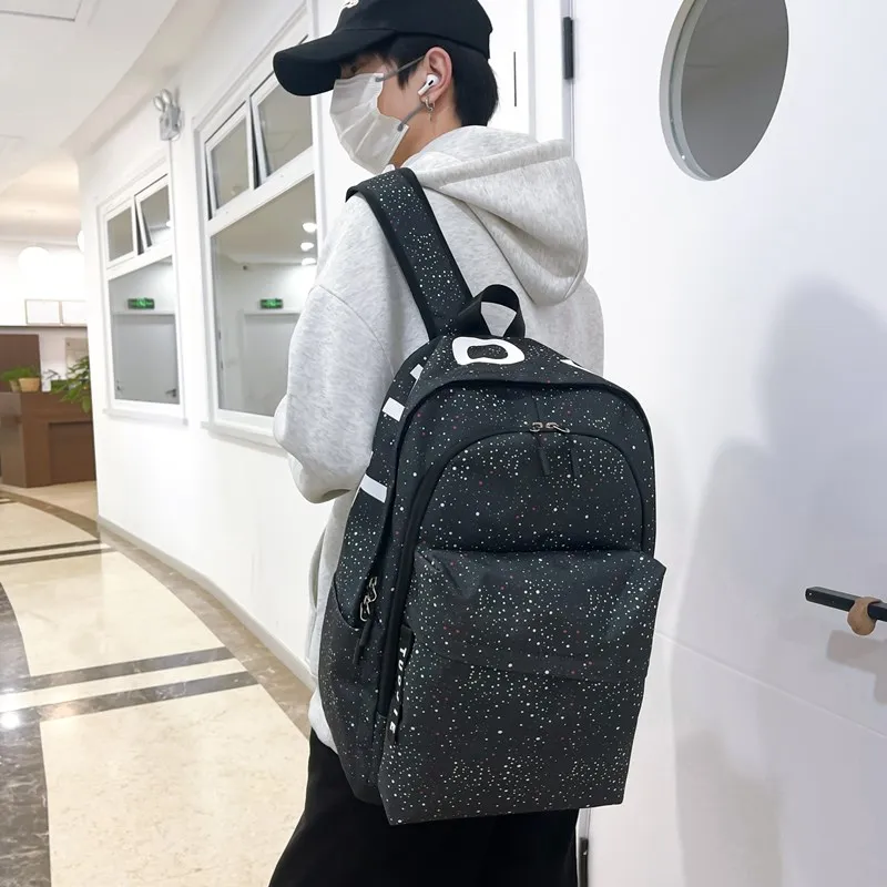 PULEWEI Oxford Backpack Unisex White/Black-11