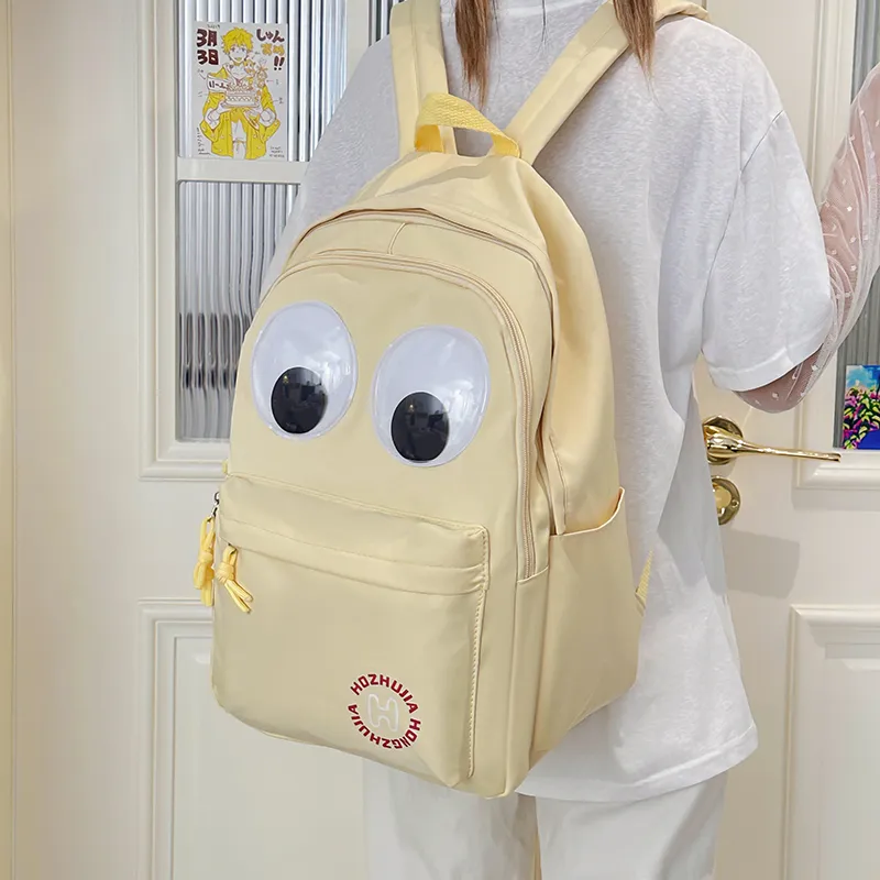 PULEWEI Nylon Backpack Tubas Unisex White/Yellow-8