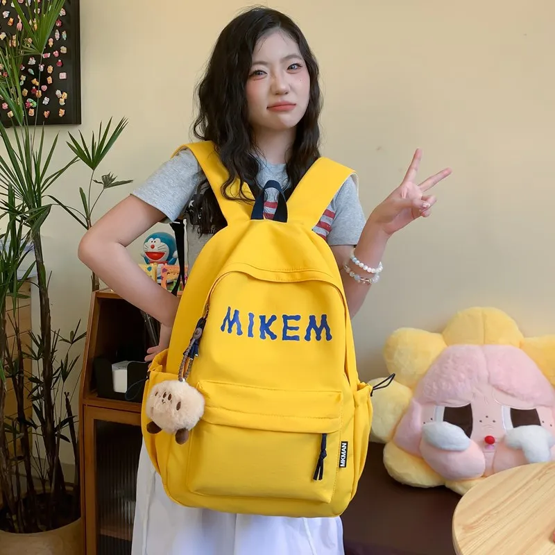 PULEWEI Composite Cloth Backpack Unisex Black/Red/Yellow/Blue-19
