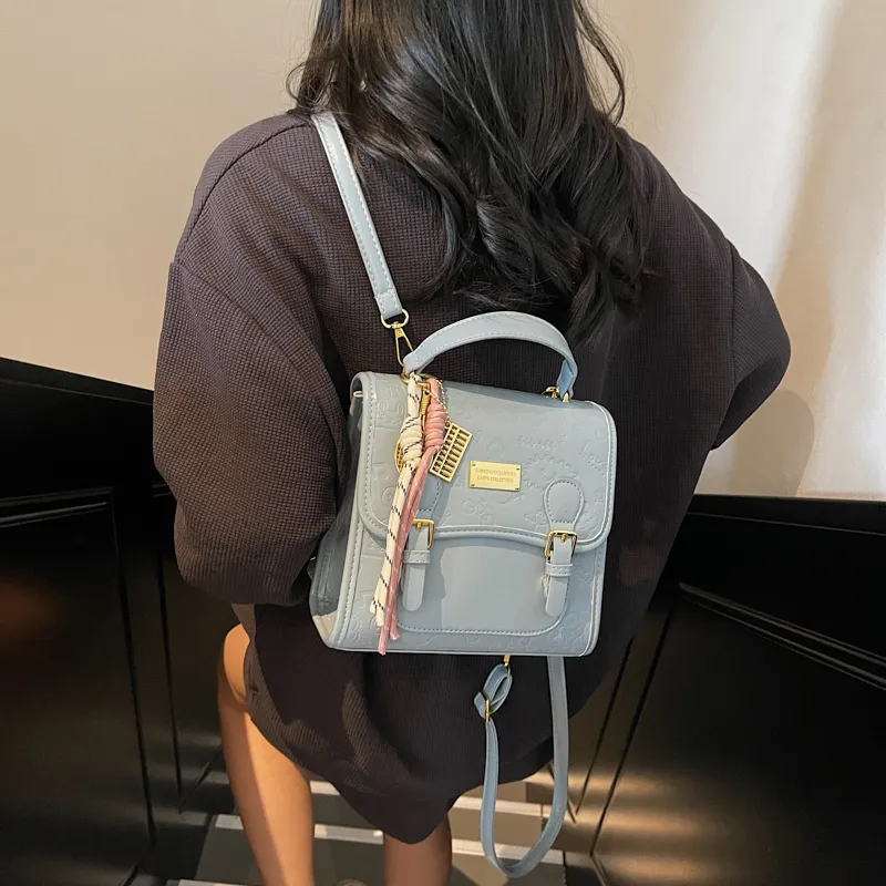 PULEWEI Pu Backpack Women's Ecru/Pink/Blue/Black-20