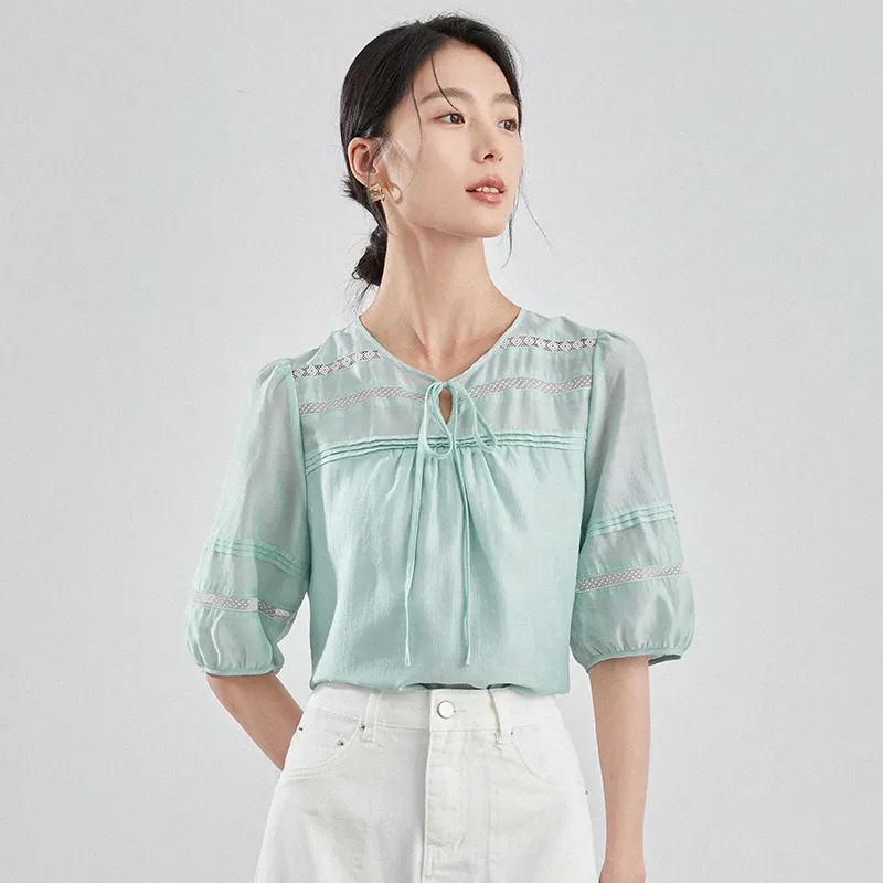 Mambe Shirts Women's Light Gray Blue-3