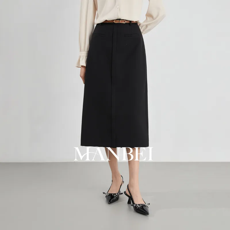 Mambe Casual Long Skirt Women's Black-2