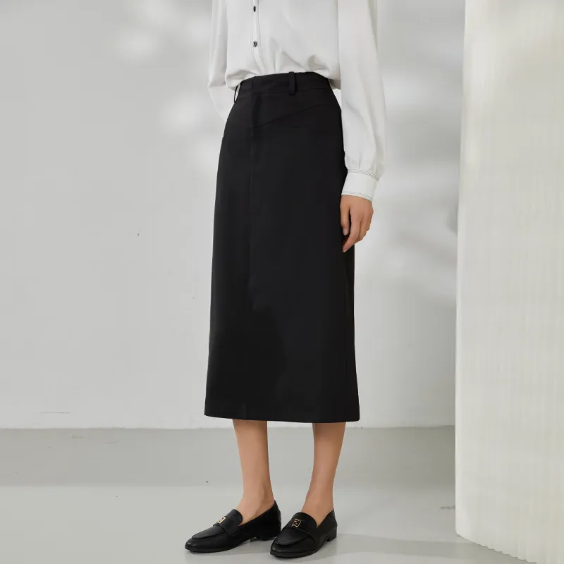 Mambe Casual Long Skirts Women's Black-2