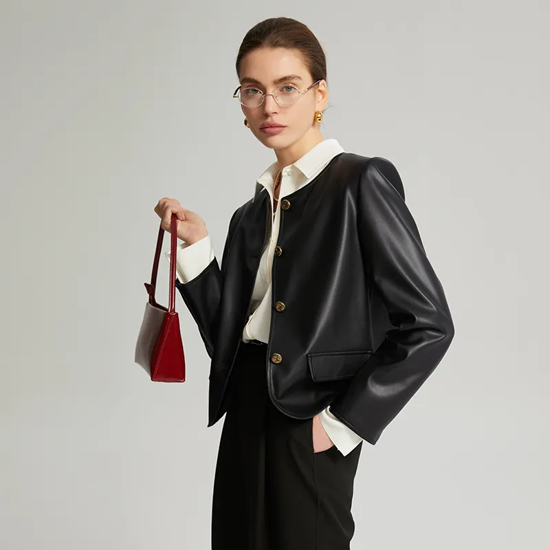 Mambe Leather Jacket Women's Black-4