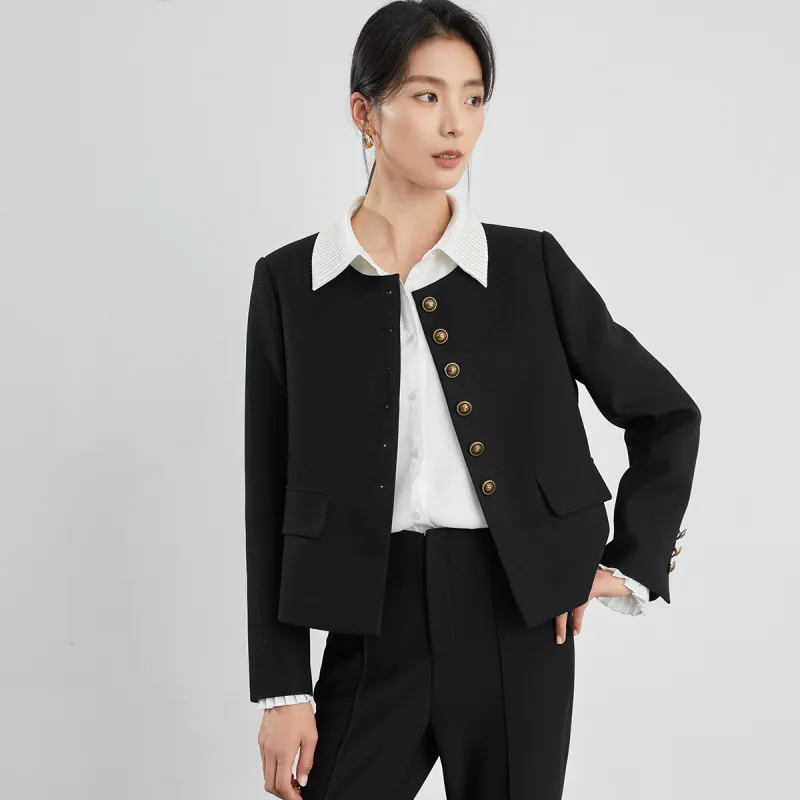 Mambe Cropped Coat Women's Black-5