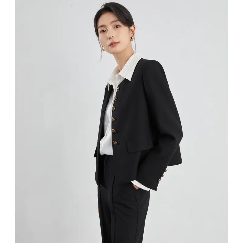 Mambe Cropped Coat Women's Black-3