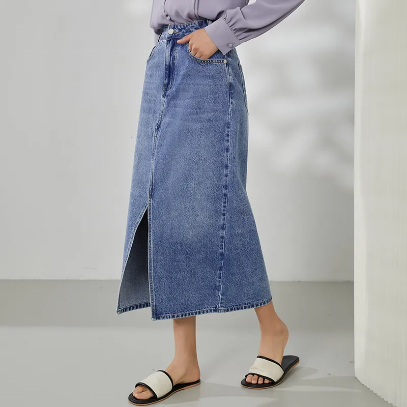 Mambe Casual Long Skirts Women's Blue-5