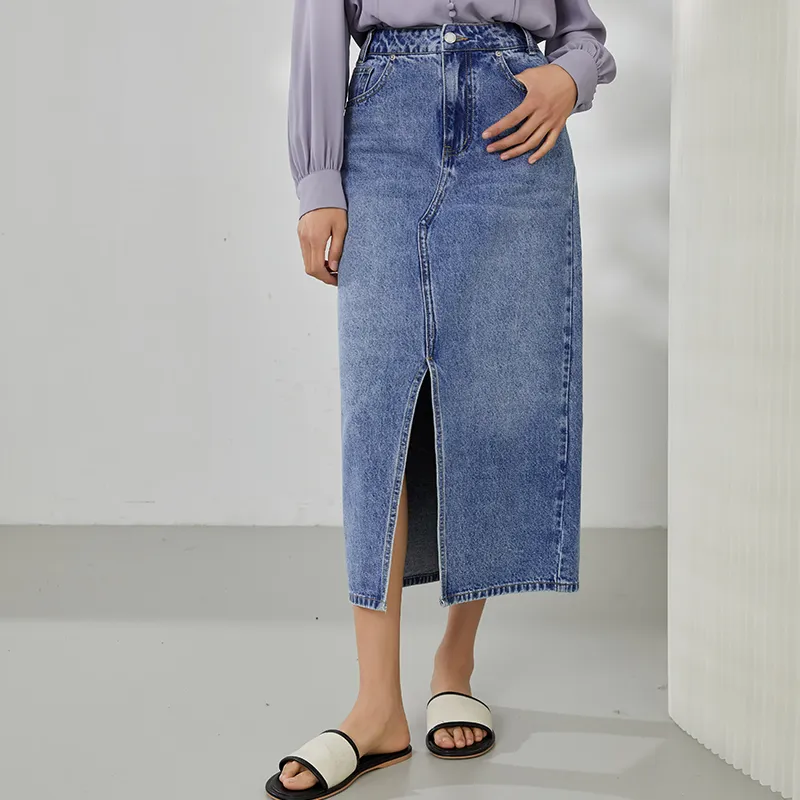 Mambe Casual Long Skirts Women's Blue-4