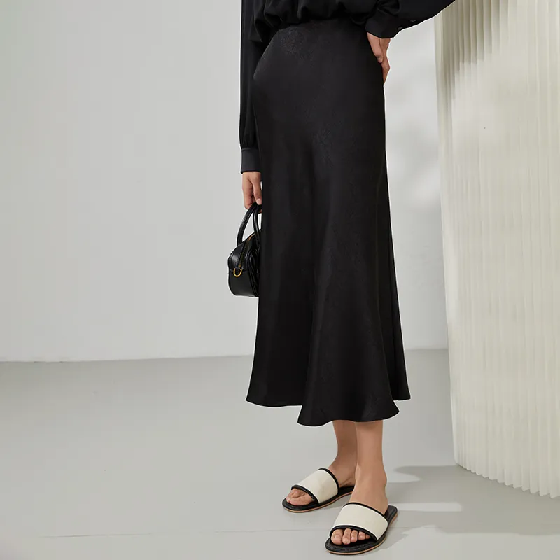 Mambe Casual Long Skirt Women's Black-4