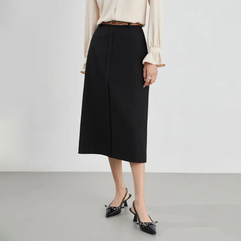 Mambe Casual Long Skirt Women's Black-3