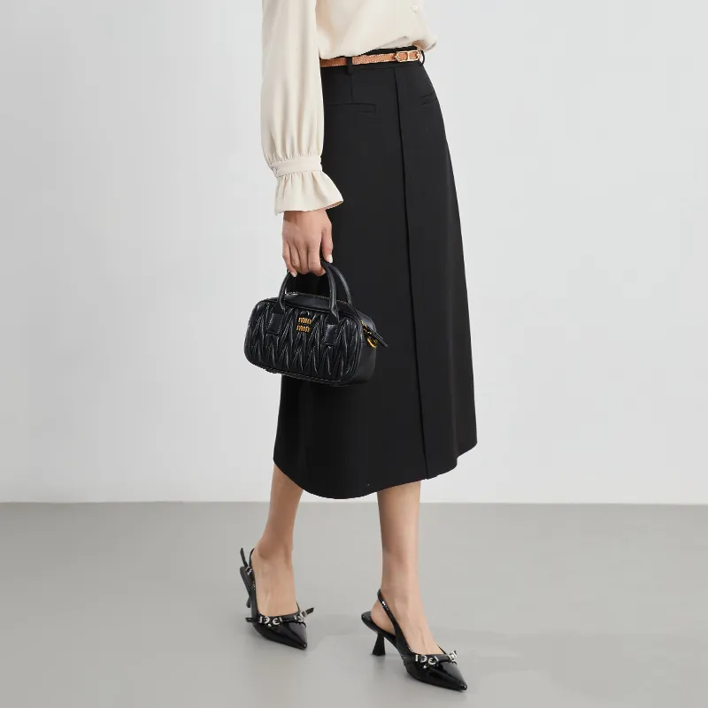 Mambe Casual Long Skirt Women's Black-4