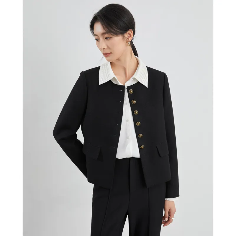 Mambe Cropped Coat Women's Black-2