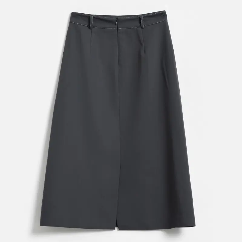 Mambe Casual Long Skirt Women's Black Gray-1