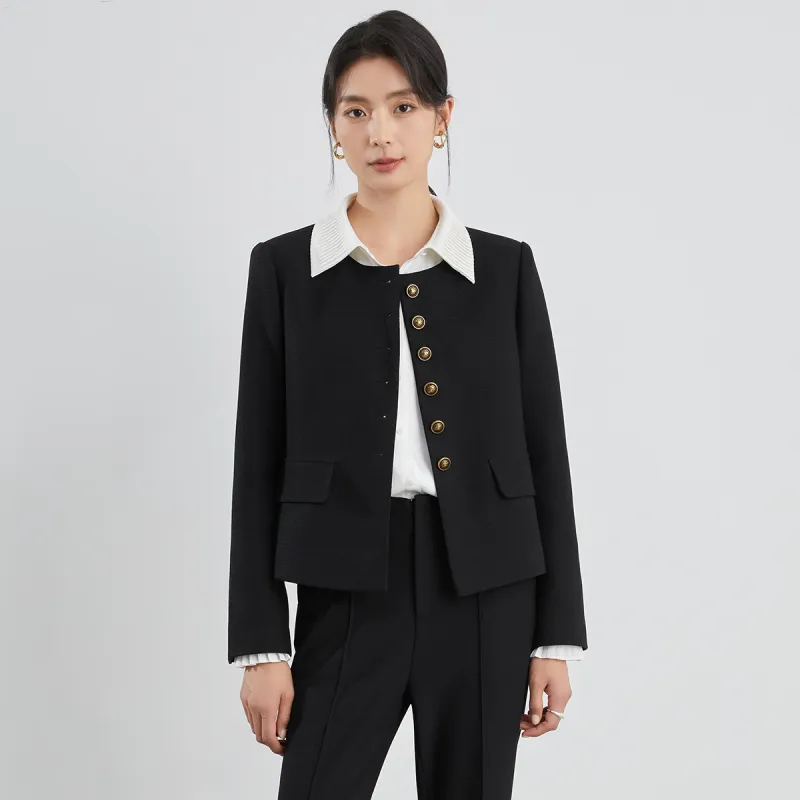 Mambe Cropped Coat Women's Black-4