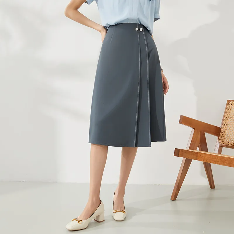 Mambe Casual Long Skirt Women's Tea Cyan-5